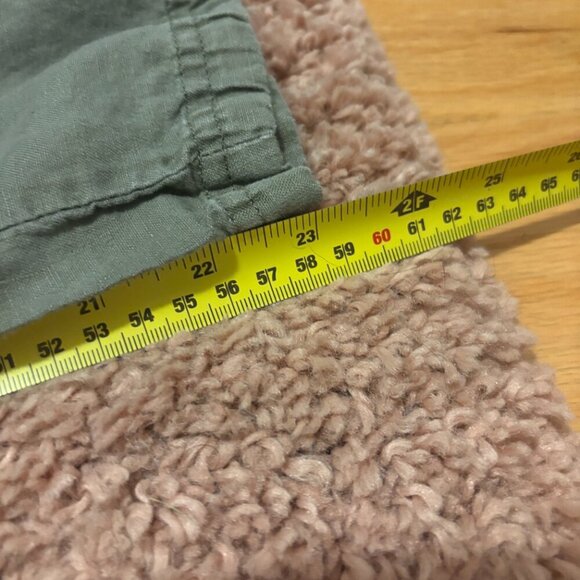 VTG Old Navy 100% Linen Capri Pants Women's 2 Y2K Olive Green Cropped Low Waist - Picture 6 of 6